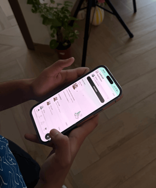 James’s sister using the LastLook app on her phone